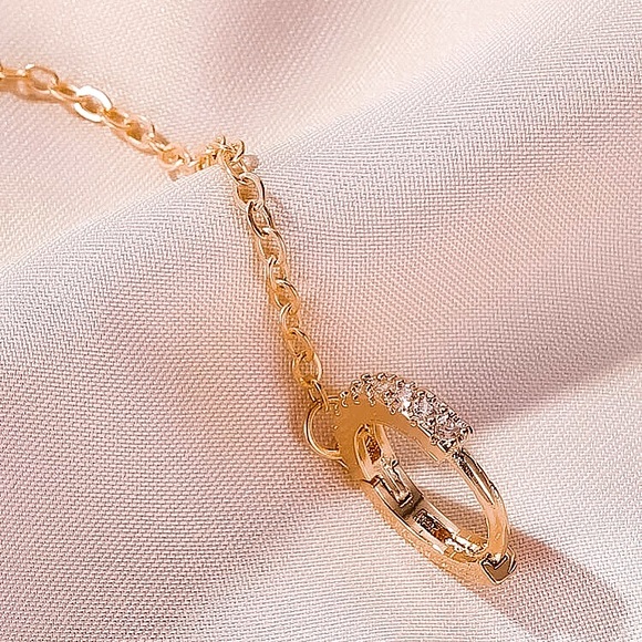 ⚜️[𝟯/$𝟭𝟴]⚜️CZ Gold Paved Double Stud Chained Earring NEW - Picture 4 of 7